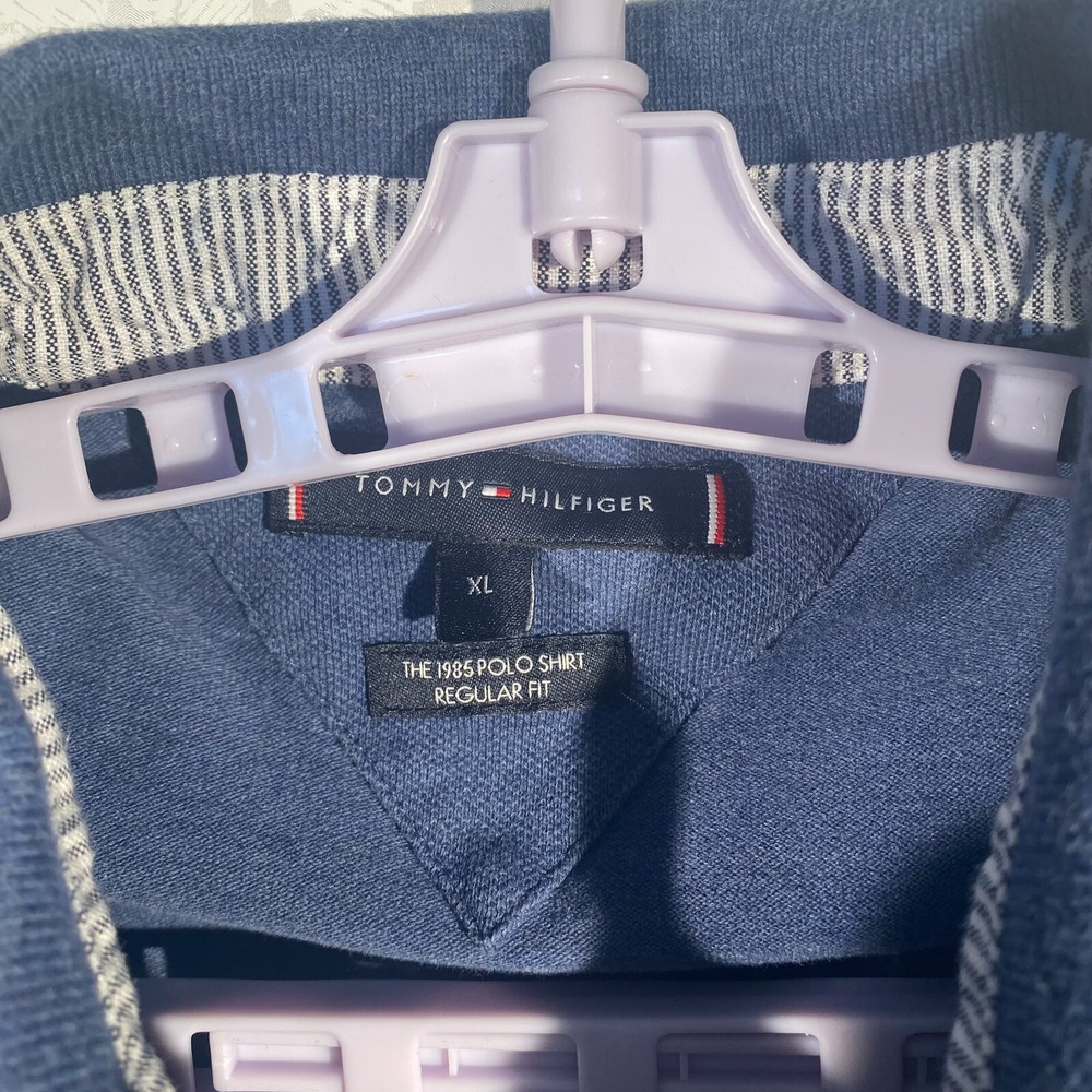 Tommy Hilfiger Mens Custom Fit Polo Large Navy Blue 100% Cotton - Picture 4 of 7